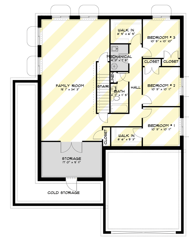 Plan 61755UT: 3-Bedroom Farmhouse House Plan with Wraparound Porch - Floor Plan - Optionally Finished Basement - Craftsman, Farmhouse, Traditional