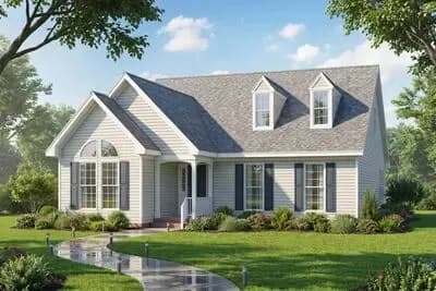 Traditional Three Bedroom House Plan with Main Level Primary Suite