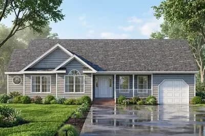  Three Bedroom Traditional Ranch House Plan with One Car Garage