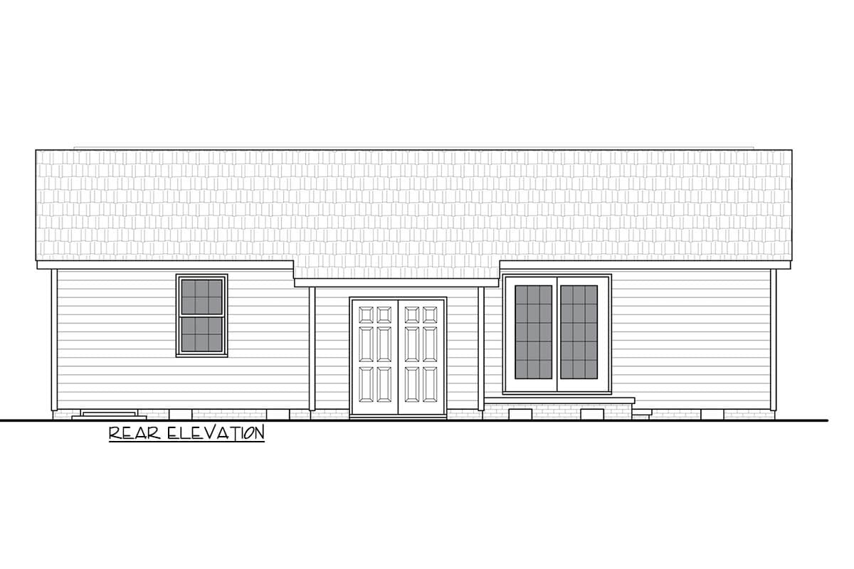 Plan 25954GE: Charming Three Bedroom Traditional Ranch House Plan with 1092 Square Feet - Image #5 - Ranch, Traditional