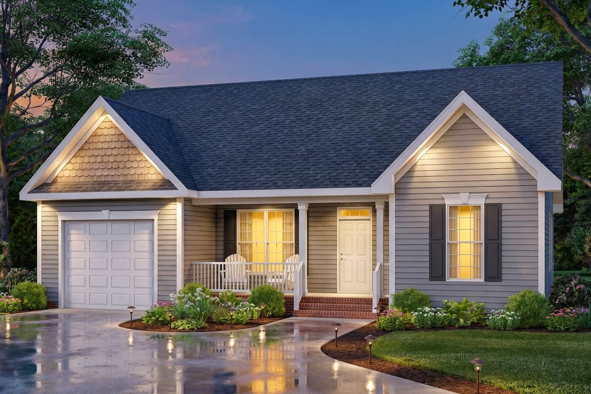 Plan 25955GE: Charming Three Bedroom Traditional Ranch House Plan with One Car Garage - Image #6 - Ranch, Traditional