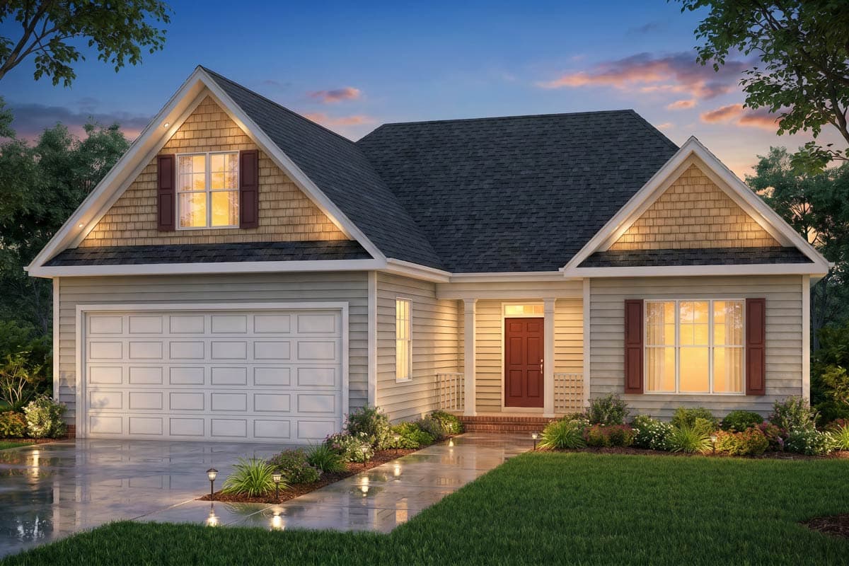 Plan 25956GE: Three Bedroom Country Ranch House Plan with Two Car Garage - Image #3 - Country, Ranch, Traditional