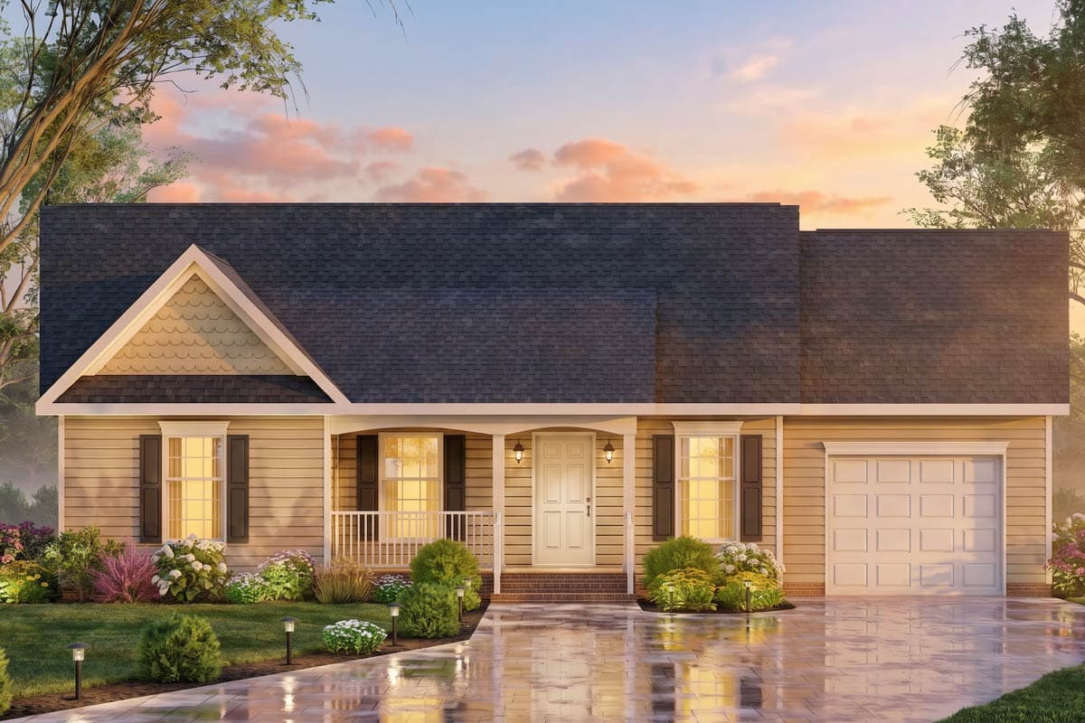 Plan 25957GE: Three Bedroom Country Ranch House Plan with One Car Garage - Image #3 - Country, Ranch, Traditional