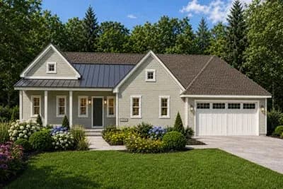 Modern Farmhouse House Plan with 5 Bedrooms and Tandem Garage