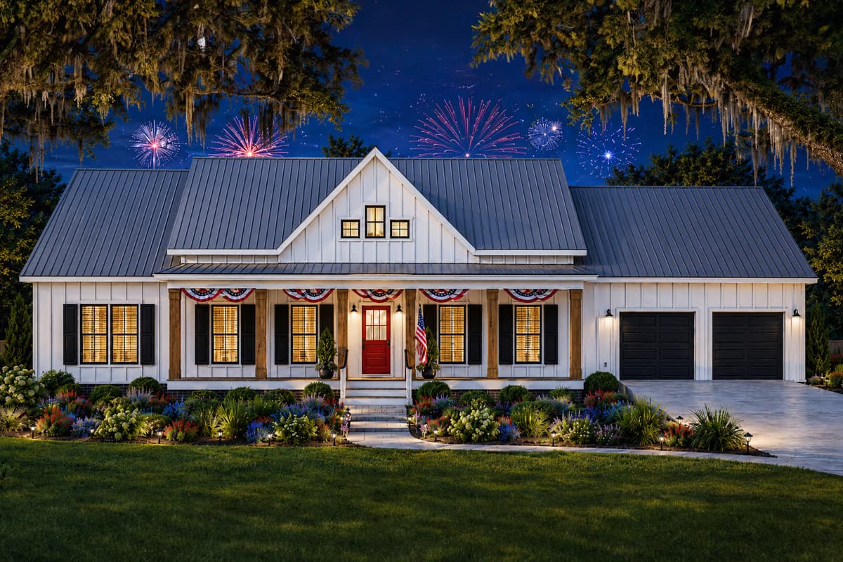 Plan 25082DH: Modern Farmhouse House Plan with Split Bedrooms and Cathedral Great Room - Image #2 - Farmhouse, Modern Farmhouse, New American