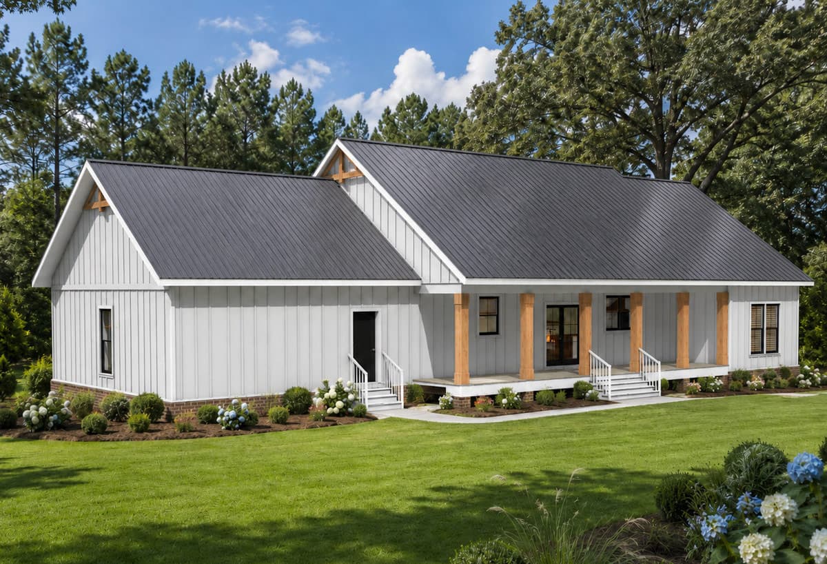Plan 25082DH: Modern Farmhouse House Plan with Split Bedrooms and Cathedral Great Room - Image #5 - Farmhouse, Modern Farmhouse, New American