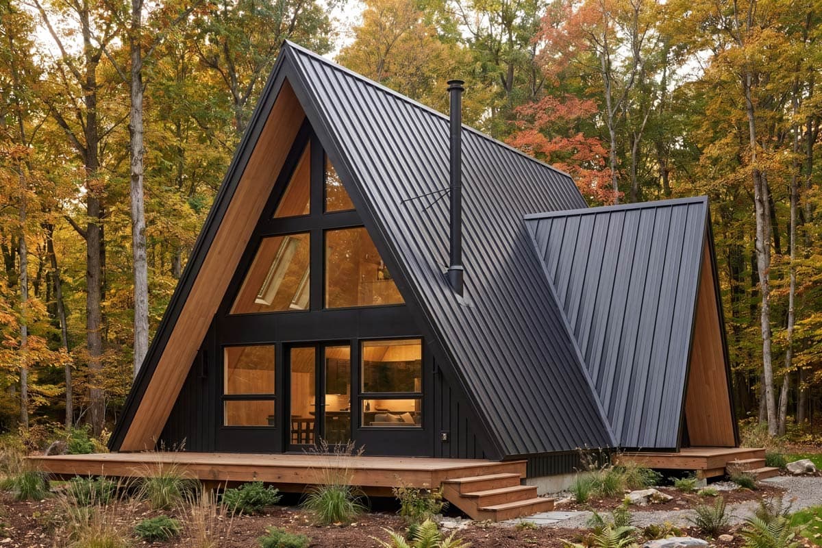 Plan 270129AF: Chic A-Frame Cabin House Plan with Loft and Vaulted Ceilings - Image #1 - A-Frame, Cabin, Modern