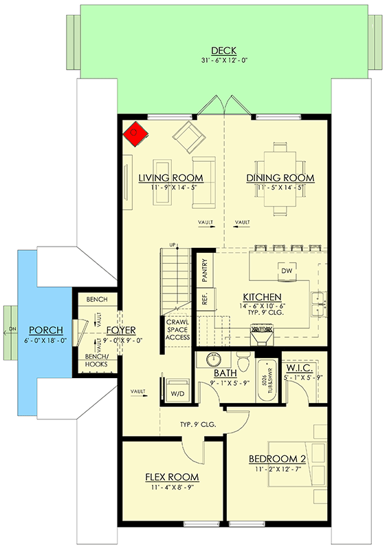 Plan 270129AF: Chic A-Frame Cabin House Plan with Loft and Vaulted Ceilings - Floor Plan - Image #10 - A-Frame, Cabin, Modern