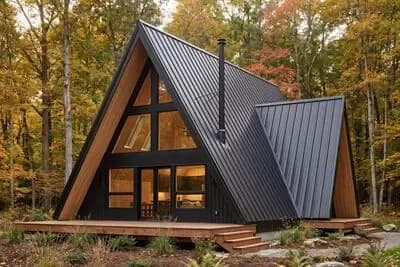 Chic A-Frame Cabin House Plan with Loft and Vaulted Ceilings