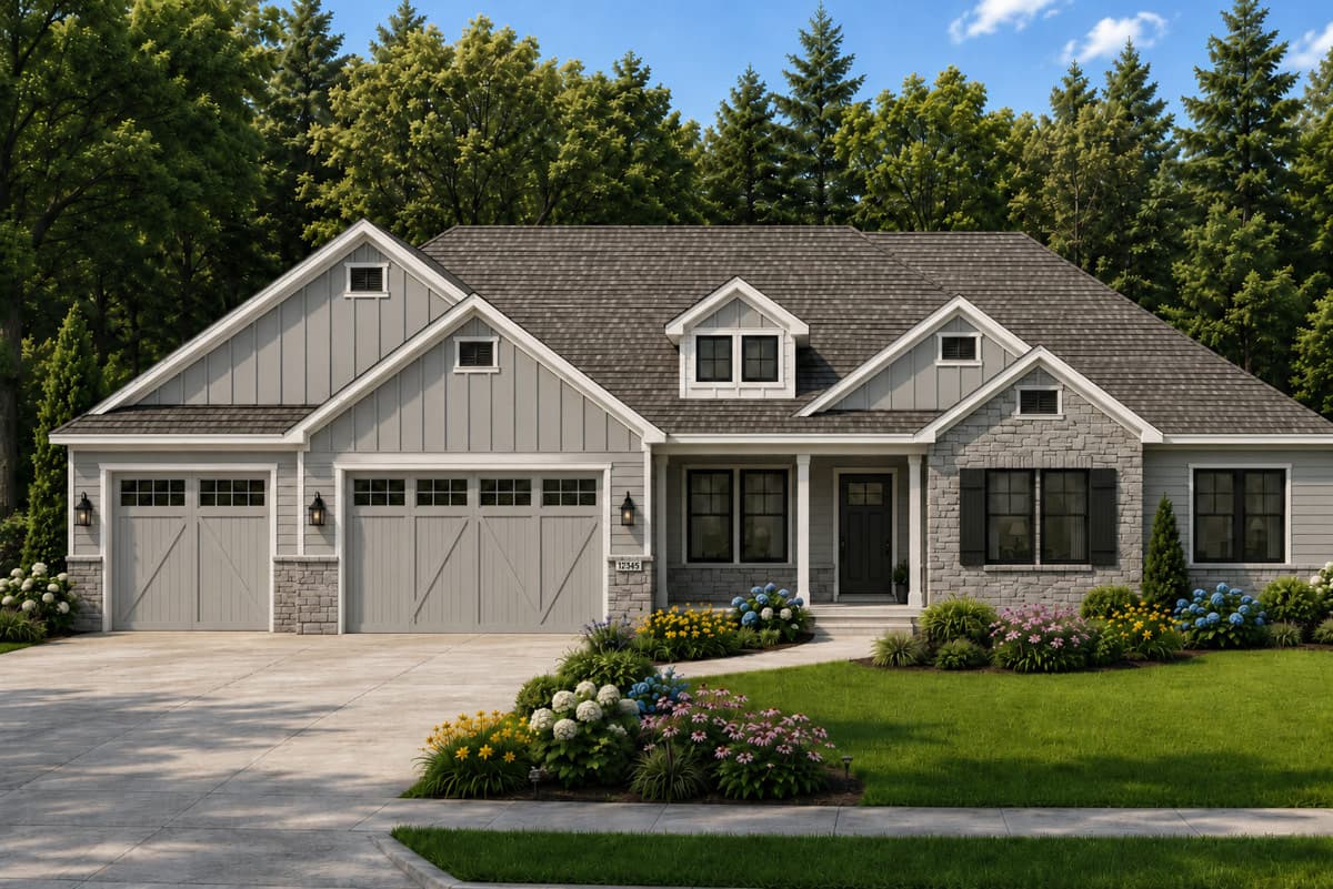 Plan 849100PGE: Craftsman-Farmhouse House Plan with 3-4 Car Garage and Den - Image #4 - Craftsman, Farmhouse, Traditional