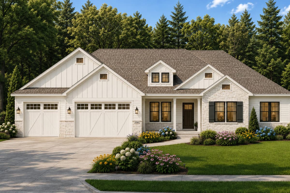 Plan 849100PGE: Craftsman-Farmhouse House Plan with 3-4 Car Garage and Den - Image #3 - Craftsman, Farmhouse, Traditional