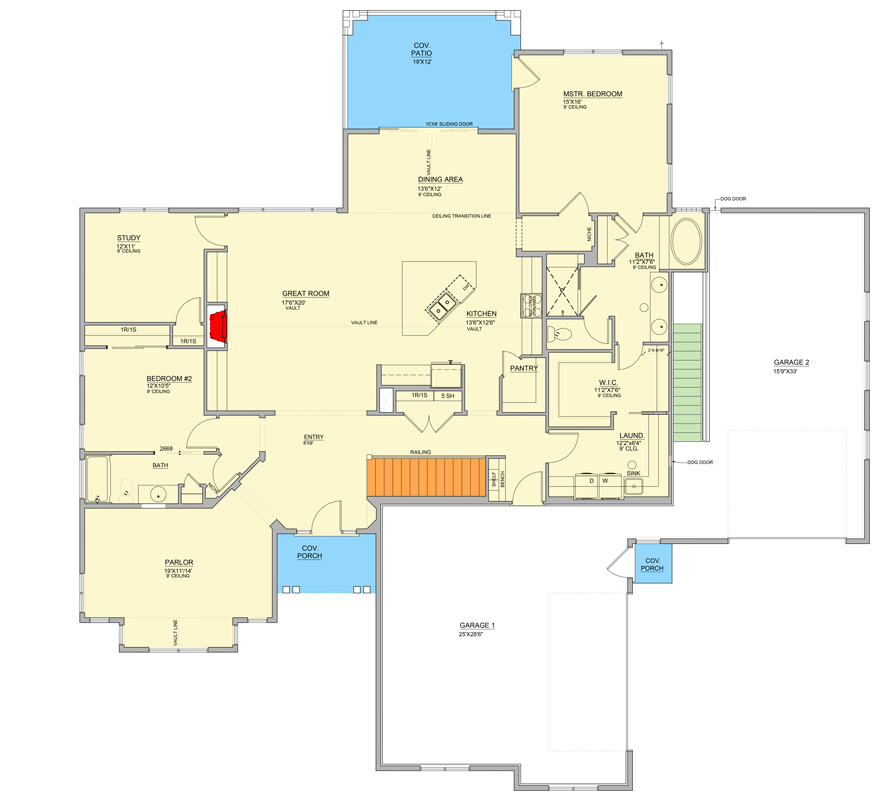 Plan 849101PGE: Craftsman House Plan with 3-Car Garage and Flexible Bedrooms - Floor Plan - Image #3 - Craftsman, Traditional