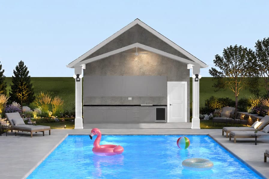Plan image - 61756UT:Pool House Plan with Outdoor Kitchen and Spacious Porch