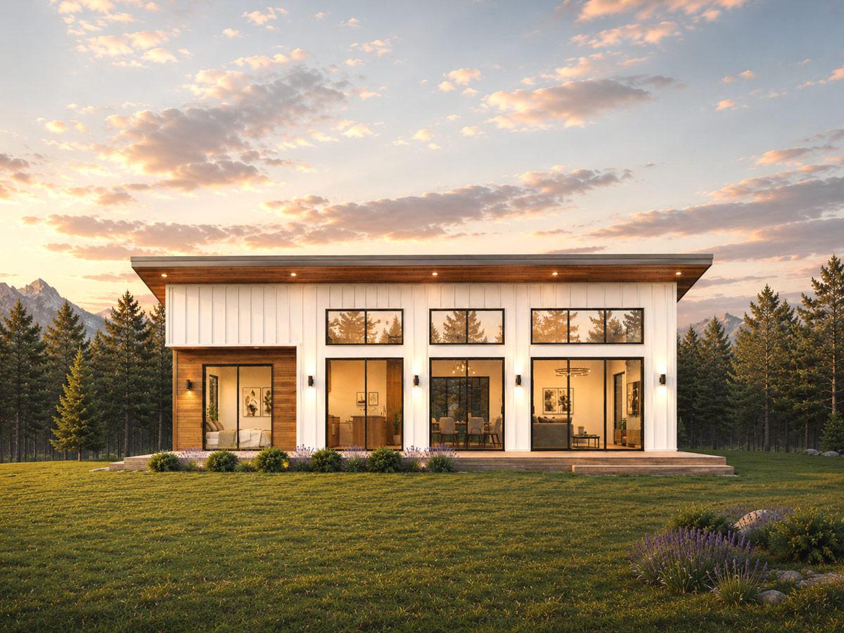 Plan 337013JUN: Modern 3 Bed 3 Bath 1540 Sq Ft Contemporary House Plan with Vaulted Ceilings - Image #4 - Contemporary, Mid Century Modern, Modern, Mountain