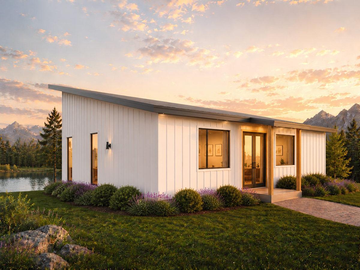 Plan 337013JUN: Modern 3 Bed 3 Bath 1540 Sq Ft Contemporary House Plan with Vaulted Ceilings - Image #3 - Contemporary, Mid Century Modern, Modern, Mountain