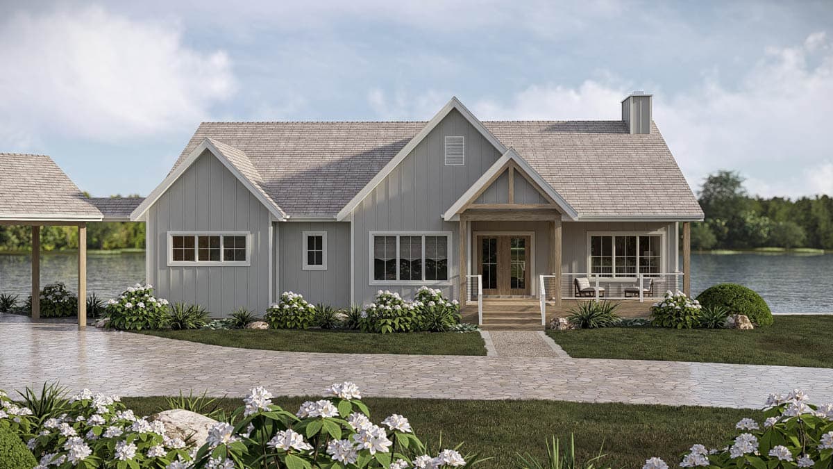 Plan 623646DJ: Modern Lake House Plan with Carport and Walkout Lower Level - Image #4 - Farmhouse