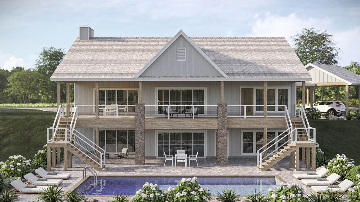 Plan 623646DJ: Modern Lake House Plan with Carport and Walkout Lower Level - Image #6 - Farmhouse