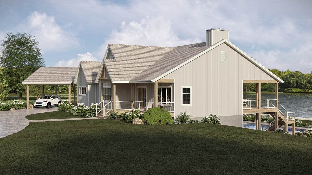 Plan 623646DJ: Modern Lake House Plan with Carport and Walkout Lower Level - Image #7 - Farmhouse