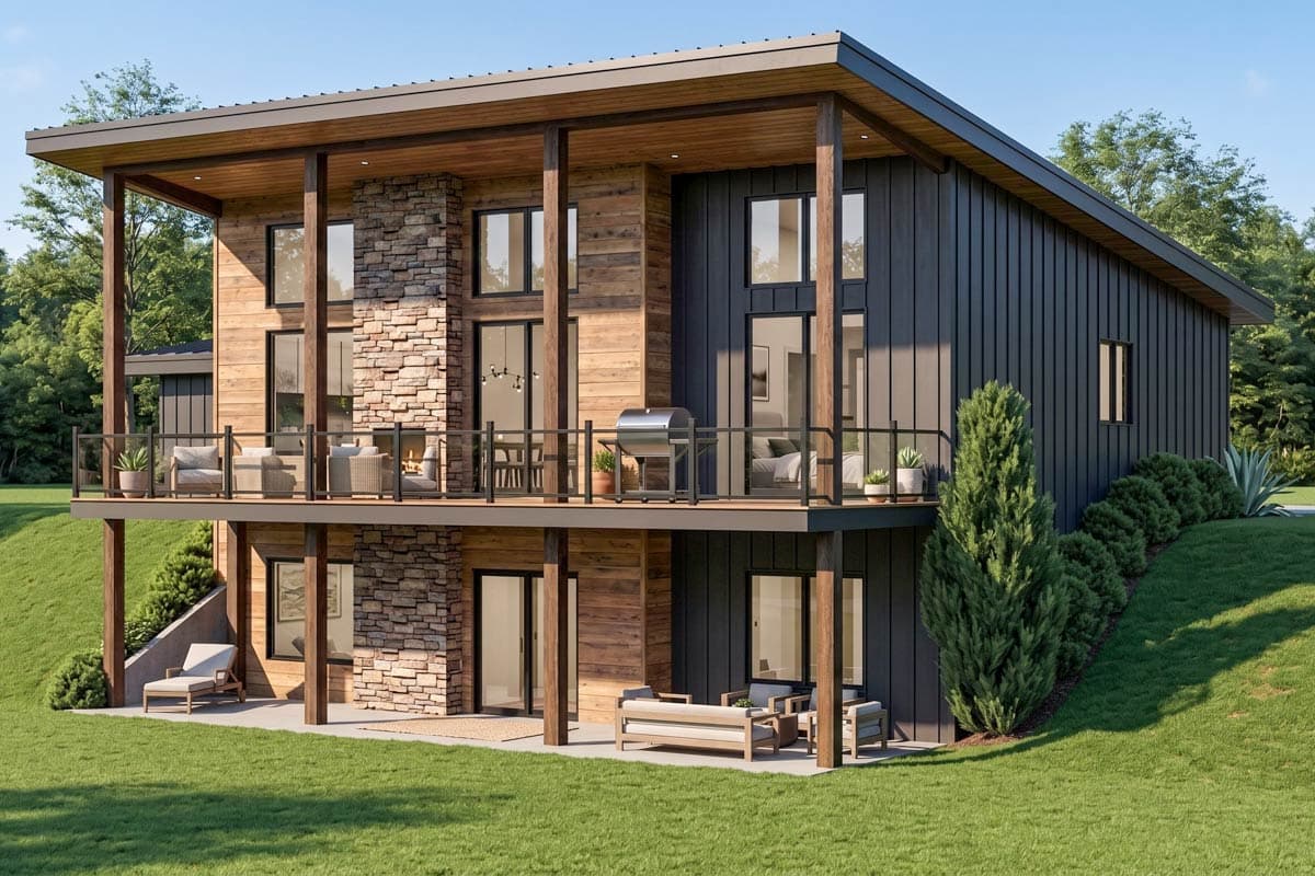 Plan image - 135425GRA:Contemporary 2-Bedroom House Plan with Walkout Basement and Expansive Deck