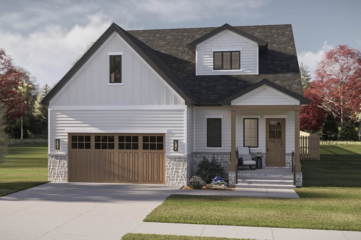 Plan 623647DJ: Modern Farmhouse House Plan with 3 Beds and Office - Image #3 - Country, Farmhouse, Traditional