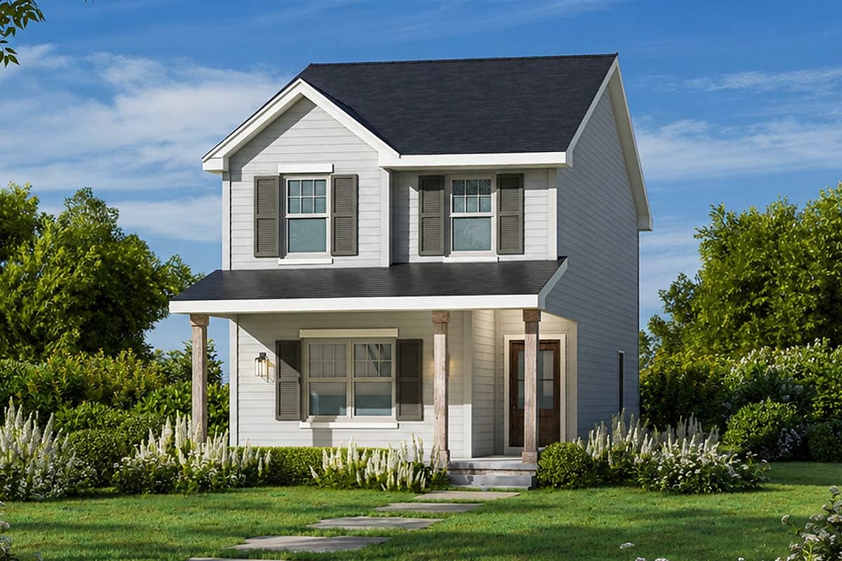 Plan image - 42750DB:Three-Bedroom Traditional Farmhouse House Plan with Covered Front Porch