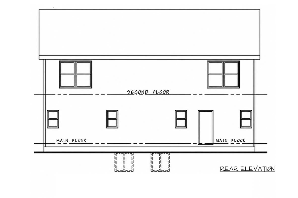 Plan 42751DB: Traditional Farmhouse Duplex House Plan with 3 Bedrooms and Covered Porch - Image #4 - Farmhouse, Traditional