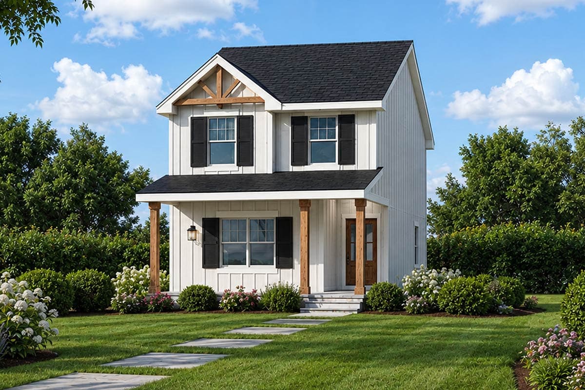 Plan image - 42752DB: 3-Bedroom Modern Farmhouse House Plan with Upstairs Laundry