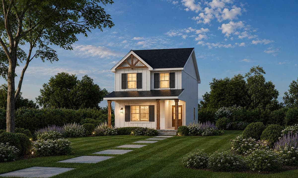 Plan 42752DB:  3-Bedroom Modern Farmhouse House Plan with Upstairs Laundry - Image #2 - Farmhouse, Modern Farmhouse