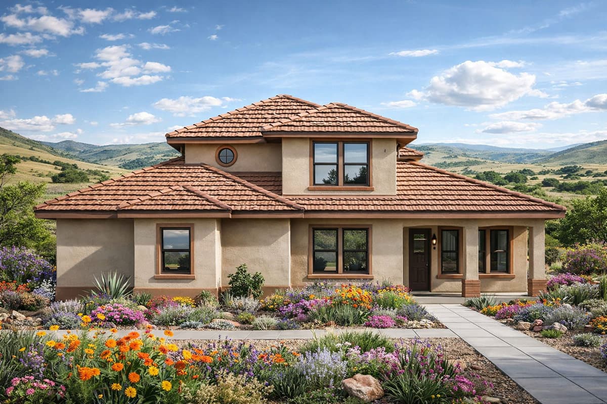 Plan image - 720185DA:Contemporary Southwest House Plan with 4 Bedrooms and 3 Baths