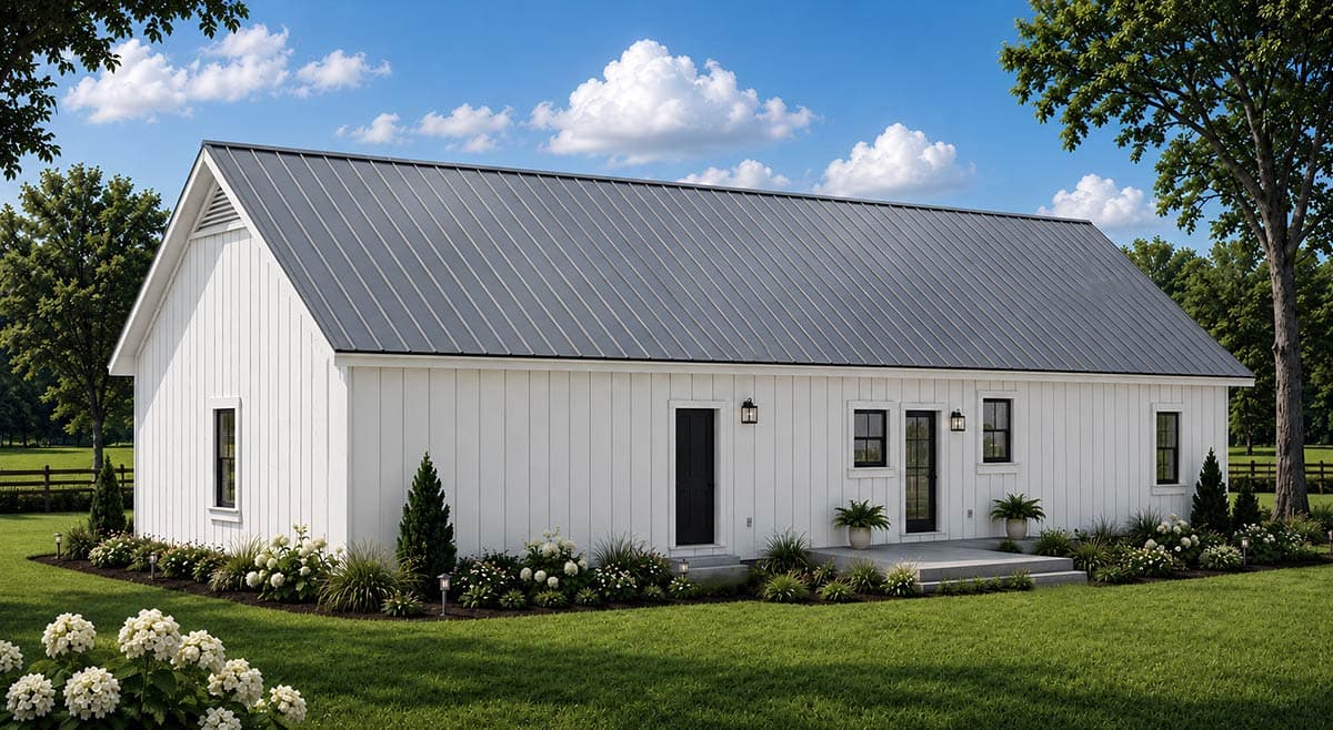 Plan 25083DH: Modern Farmhouse House Plan with Split Bedrooms and 2-Car Garage - Image #2 - Barndominium, Modern Farmhouse, New American