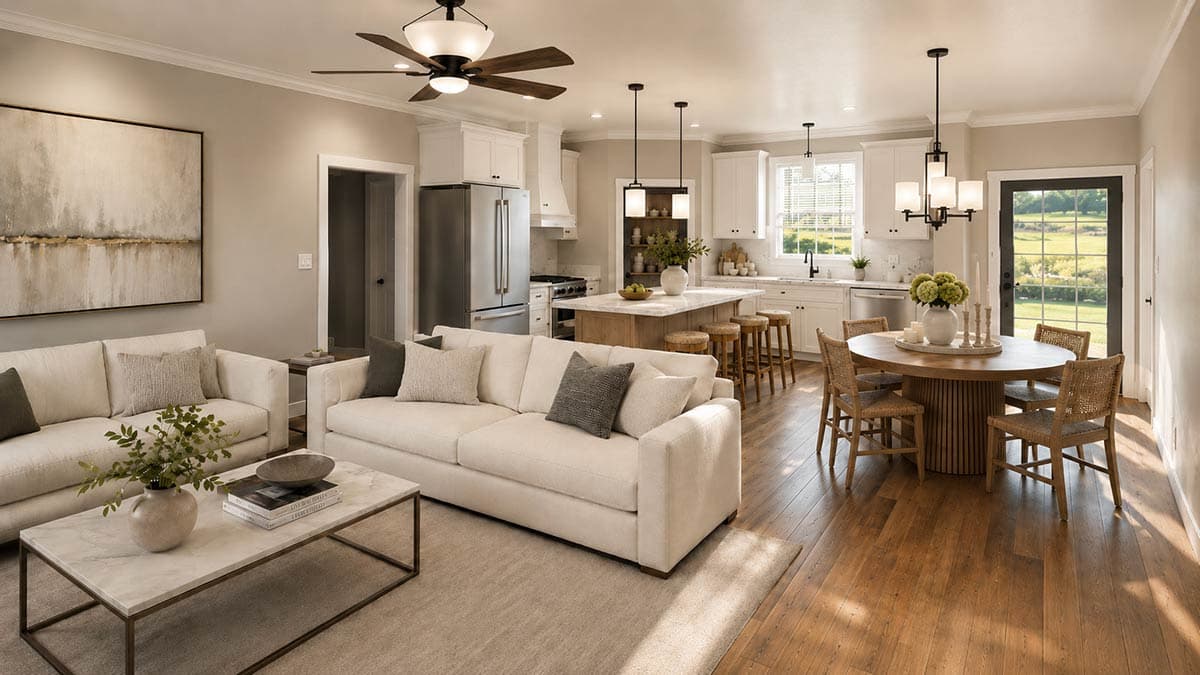 Plan 25083DH: Modern Farmhouse House Plan with Split Bedrooms and 2-Car Garage - Image #3 - Barndominium, Modern Farmhouse, New American