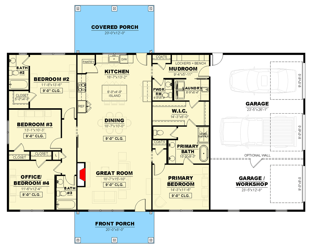 Plan 810064RBT: Modern Barndominium House Plan with 3 or 4 Bedrooms Workshop - Floor Plan - Image #11 - Barndominium, Country, Modern Farmhouse, Ranch