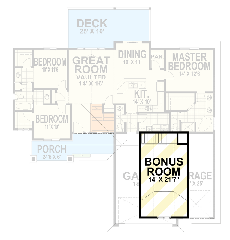 Plan 267124SPK: Craftsman House Plan with Optional Bonus Room and 3-Car Garage - Floor Plan - Optionally Finished Bonus Room - Country, Craftsman, Northwest, Traditional