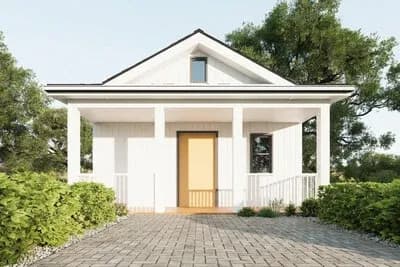 Charming 350 Sq Ft Cottage House Plan with Stuido and Front Porch