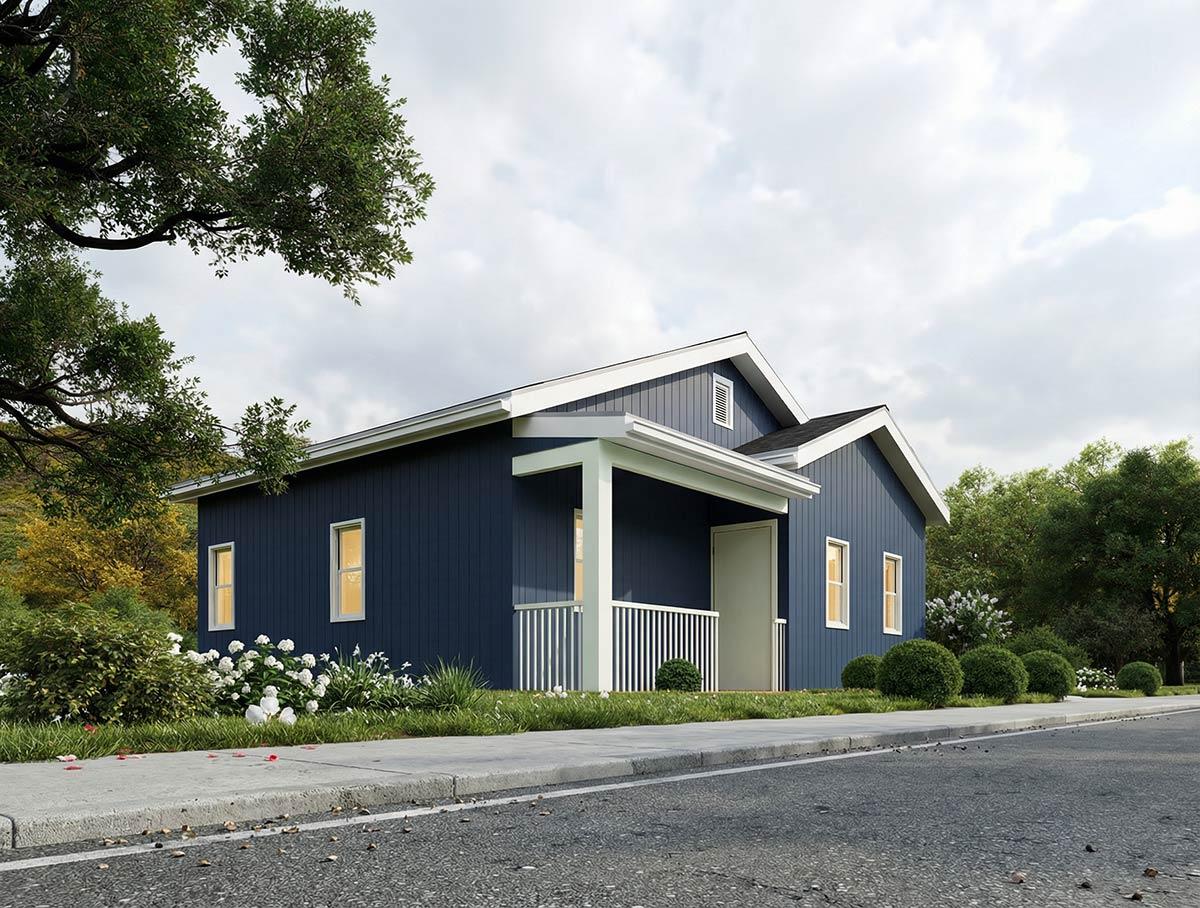 Plan 850037PKE: One-Bedroom Traditional Ranch House Plan with Inviting Porches - Image #2 - Ranch, Traditional