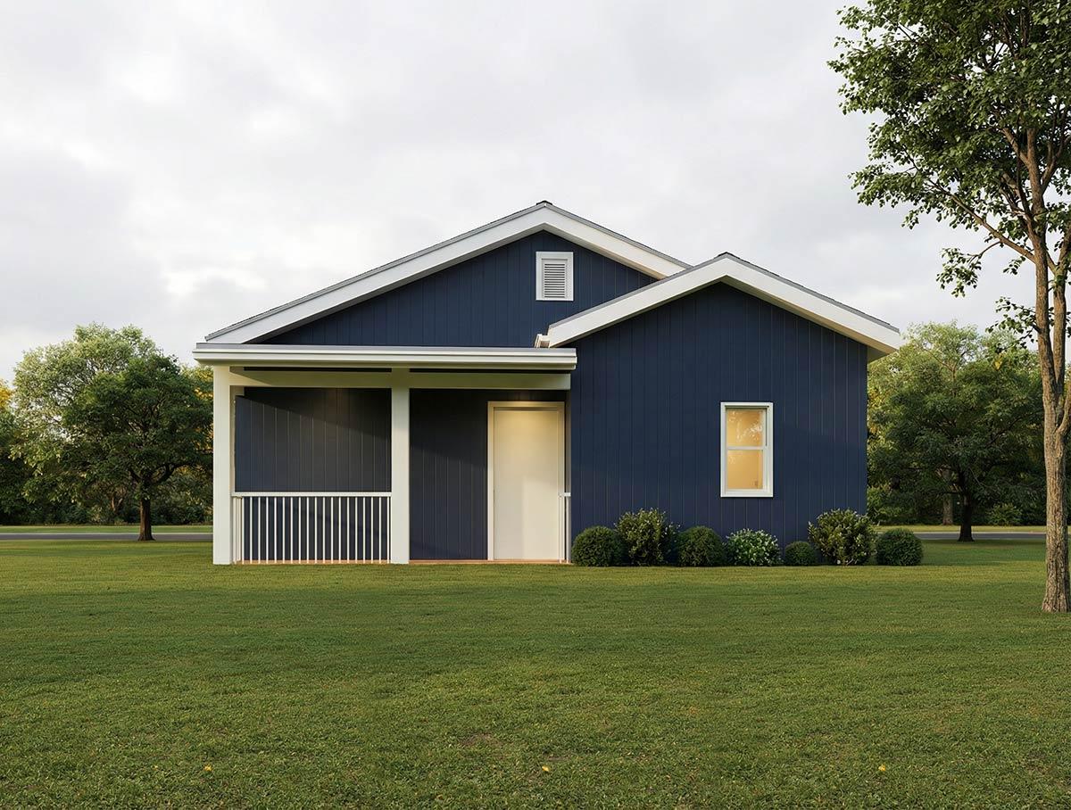 Plan 850037PKE: One-Bedroom Traditional Ranch House Plan with Inviting Porches - Image #3 - Ranch, Traditional