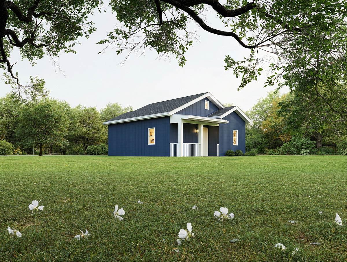 Plan 850037PKE: One-Bedroom Traditional Ranch House Plan with Inviting Porches - Image #4 - Ranch, Traditional