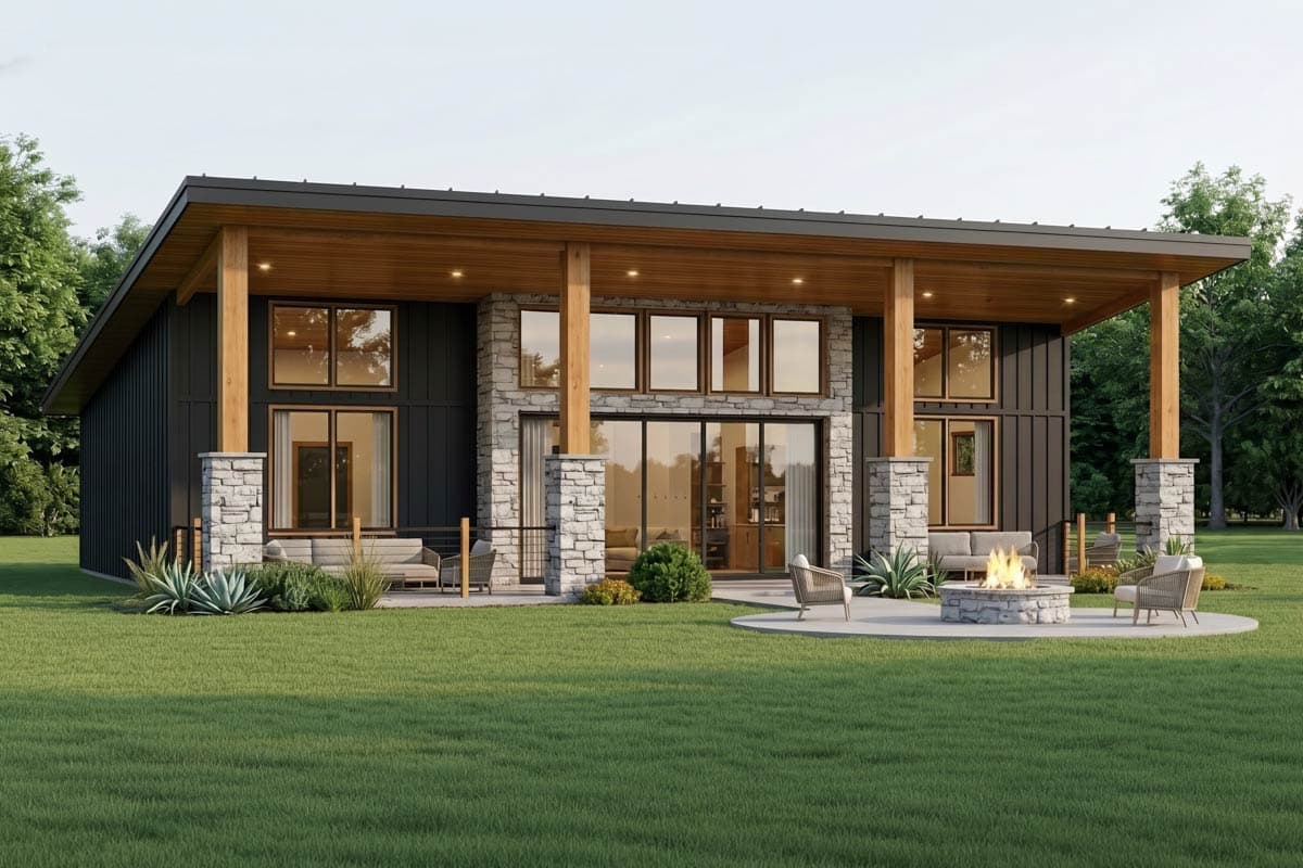 Plan image - 135426GRA:Modern Contemporary House Plan with Split 2 Bedrooms and Large Porch