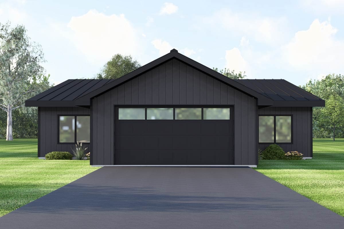 Plan 135426GRA: Modern Contemporary House Plan with Split 2 Bedrooms and Large Porch - Image #5 - Contemporary, Modern Farmhouse, New American, Ranch