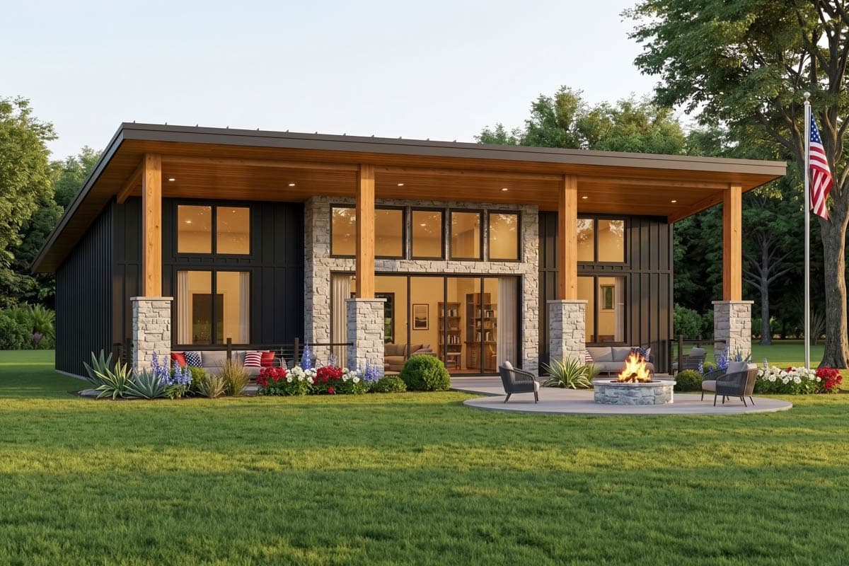 Plan 135426GRA: Modern Contemporary House Plan with Split 2 Bedrooms and Large Porch - Image #15 - Contemporary, Modern Farmhouse, New American, Ranch