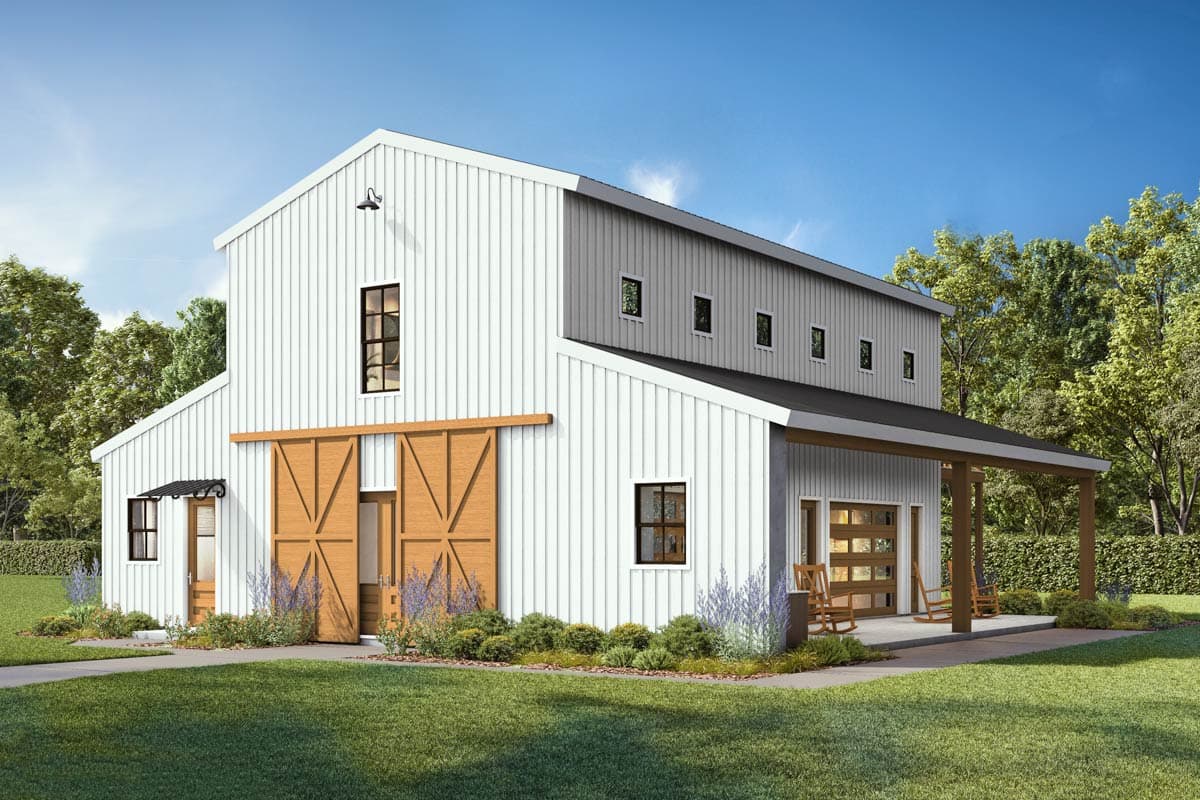 Plan image - 170021ADS:Modern Barndominium House Plan with Loft, Outdoor Kitchen, and Carport