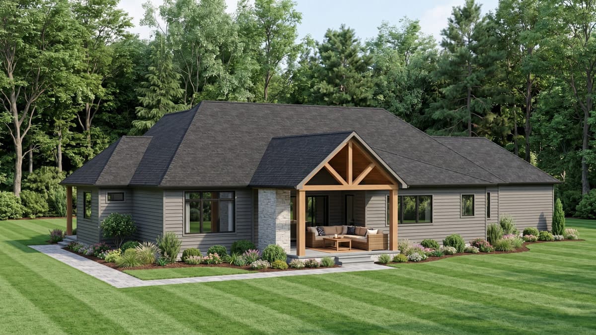 Plan 911071JVD: Modern Farmhouse House Plan with 2 Flexible Bedrooms and 3-Car Garage - Image #2 - Cottage, Country, Modern Farmhouse
