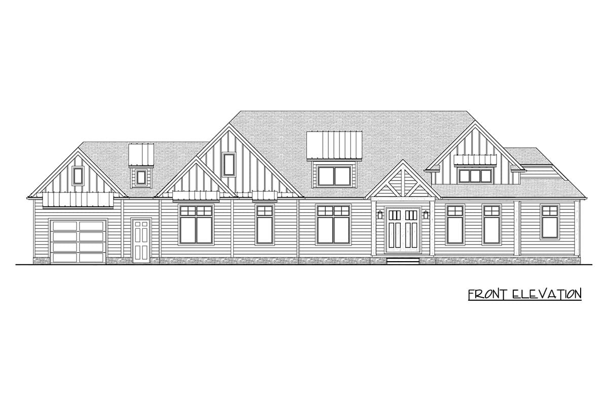 Plan 911071JVD: Modern Farmhouse House Plan with 2 Flexible Bedrooms and 3-Car Garage - Image #17 - Cottage, Country, Modern Farmhouse