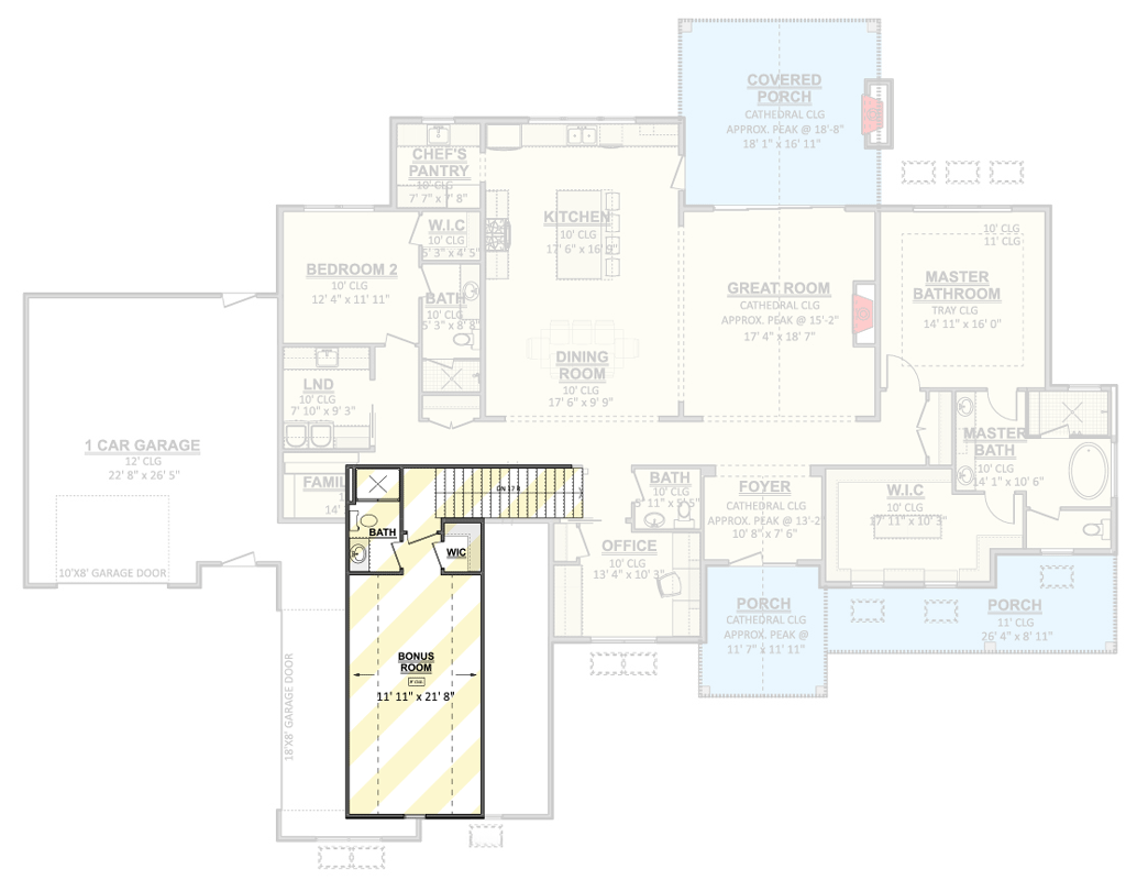 Plan 911071JVD: Modern Farmhouse House Plan with 2 Flexible Bedrooms and 3-Car Garage - Floor Plan - Optionally Finished Bonus Room - Cottage, Country, Modern Farmhouse