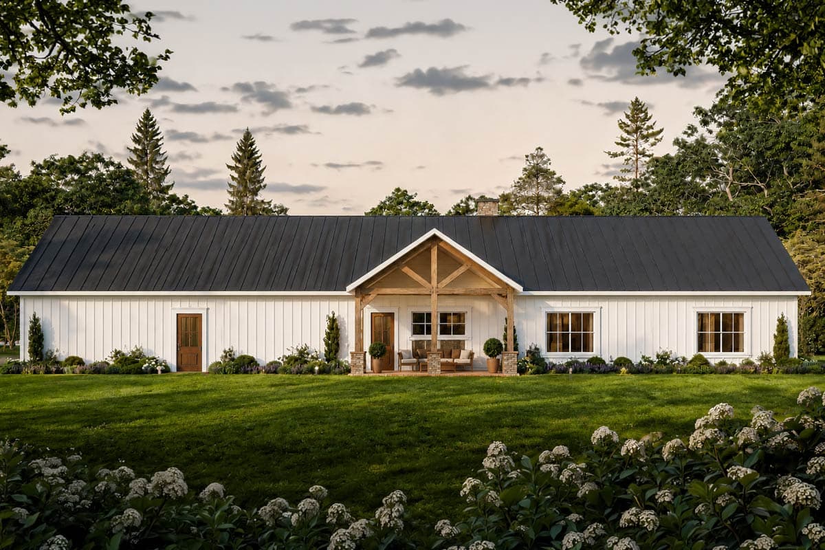 Plan 810065RBT: Modern Barndominium House Plan with 4-5 Bedrooms and Workshop - Image #2 - Barndominium, Modern Farmhouse, Ranch