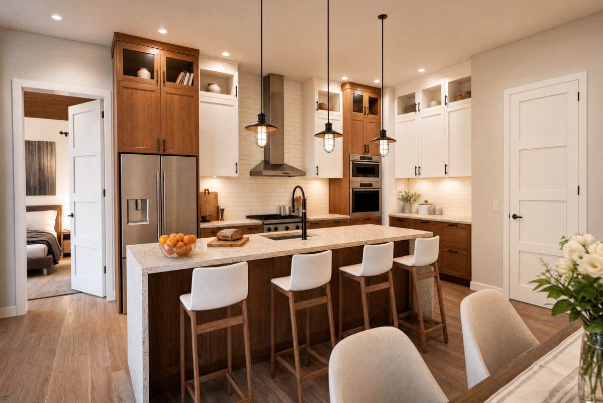 Plan 69918AM: 3-Bed Modern Farmhouse Plan with Side-Load 2-Car Garage - Image #7 - Farmhouse, Modern Farmhouse, Ranch