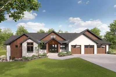Spacious Mountain Modern House Plan with Three-Car Garage