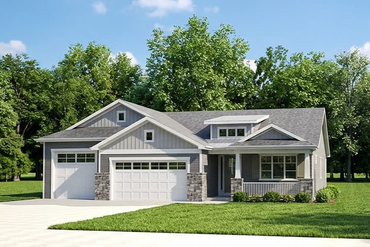 Plan image - 95367RW:Craftsman House Plan: 3 Beds, 4-Car Garage, Walkout Basement