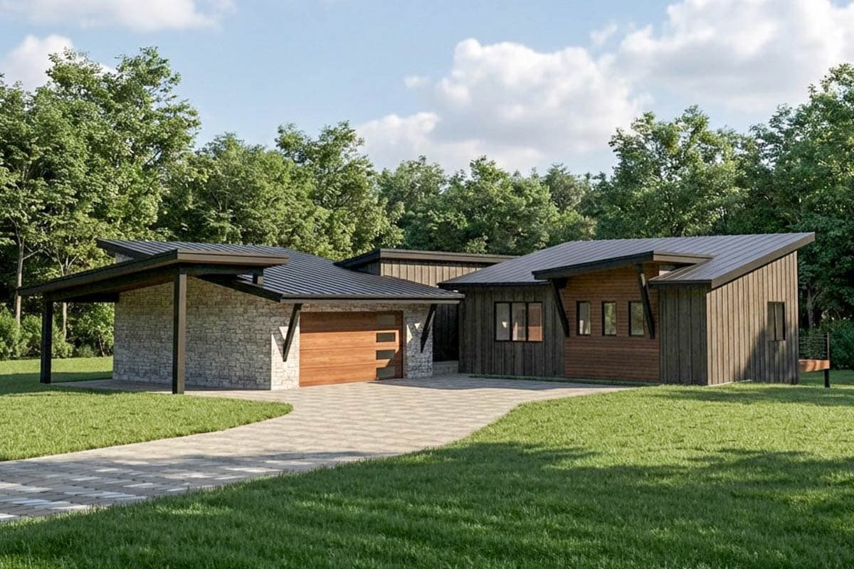 Plan image - 95369RW:Contemporary 2-Bedroom House Plan with Mid Century Modern and Modern Accents