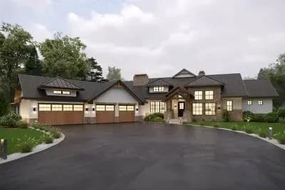 Craftsman House Plan with 4 Bedrooms and 4-Car Garage